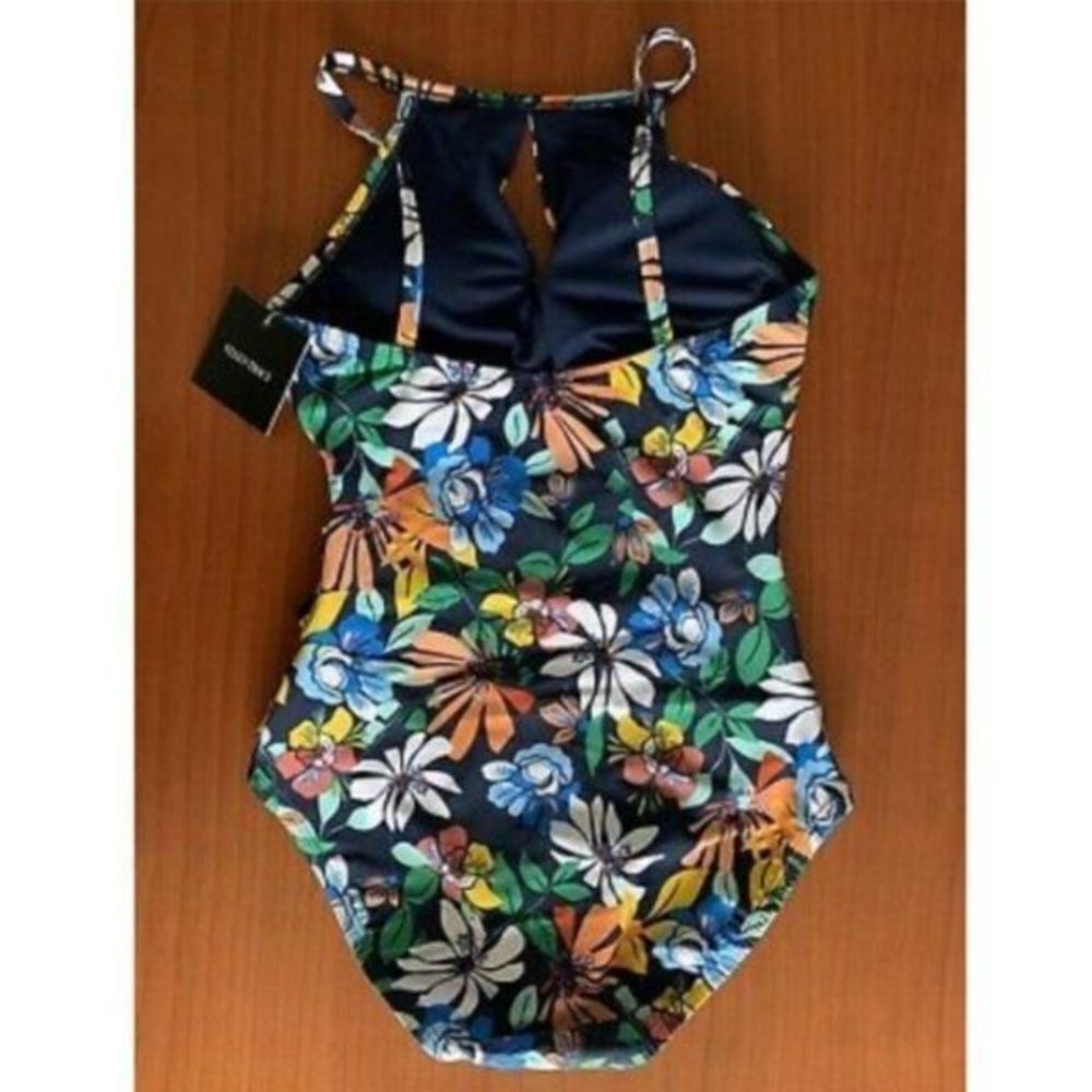 Ellen Tracy women's floral Keyhole High-Neck one piece Swimsuit size 8 - Picture 8 of 12